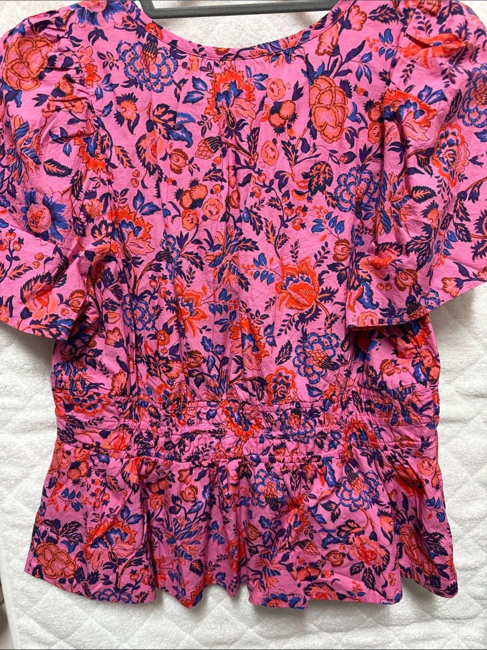 Anthropologie Somerset Pink Floral Peplum Blouse - Picture 5 of 6